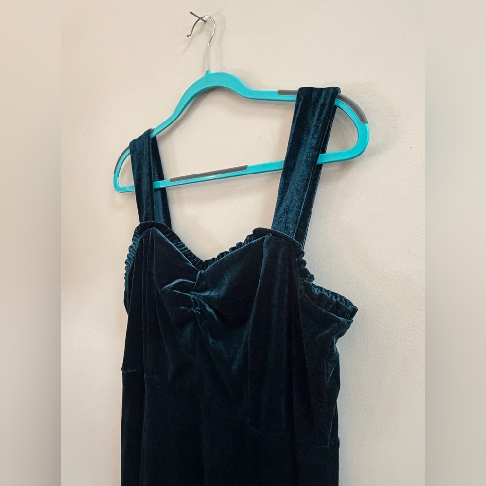 Betsey Johnson Dark Emerald Green Velvet Evening Casual Party Dress 90s Y2K - Picture 3 of 14